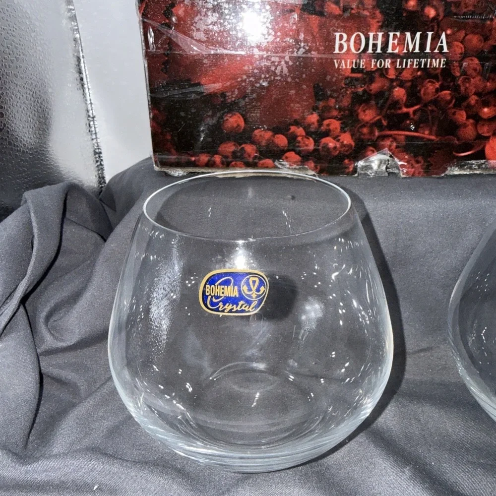 Bohemia Crystal Stemless Wine Brandy Glasses Set of 2 - Crystalex NIB